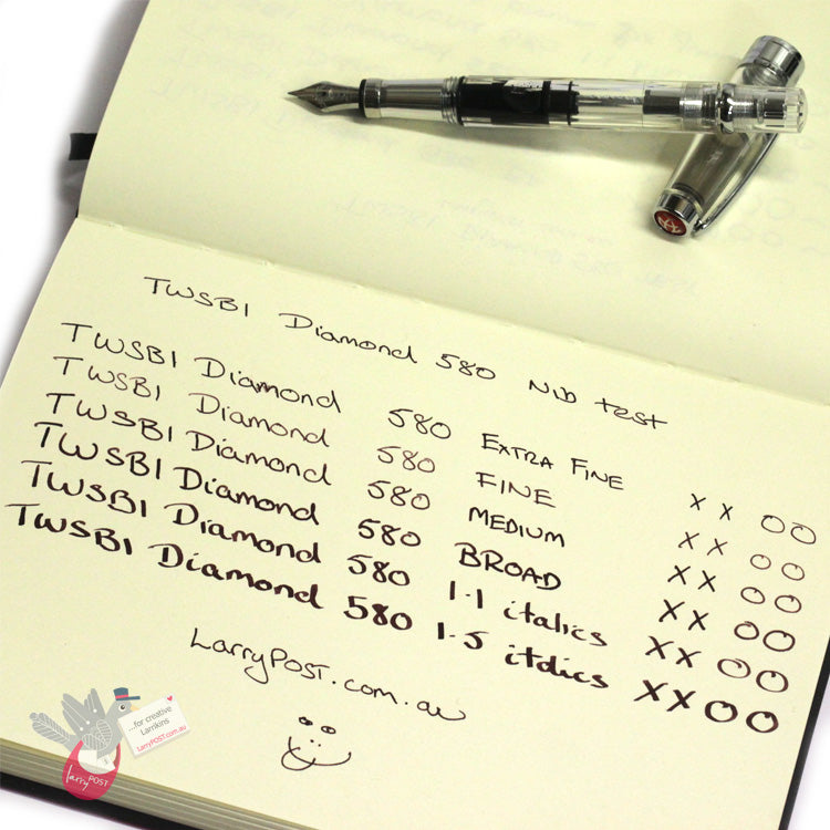 TWSBI Diamond 580AL Silver Fountain Pen - Clear with silver aluminium trim - Broad Nib