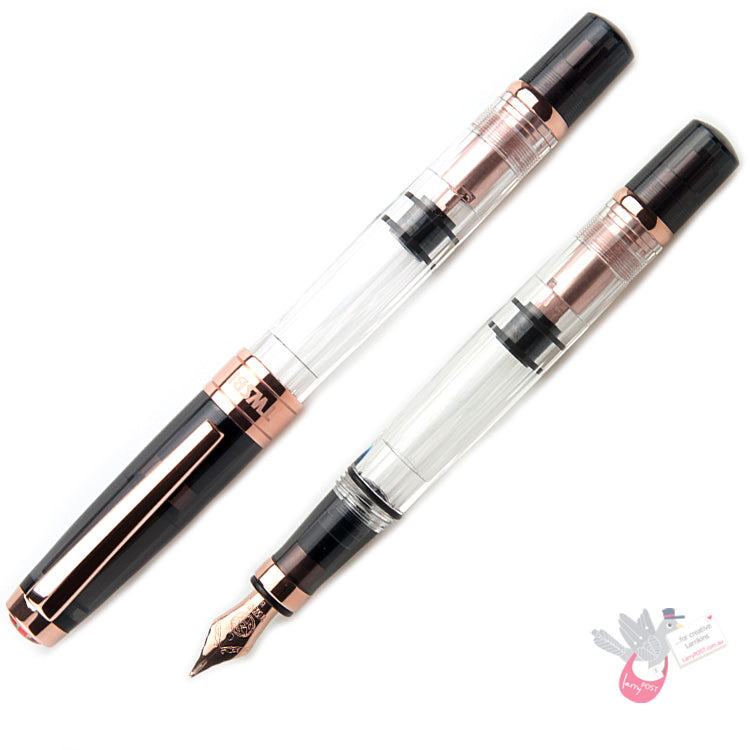 TWSBI Diamond 580 Rose Gold II Fountain Pen - Clear/smoke with rose gold trim - Broad Nib