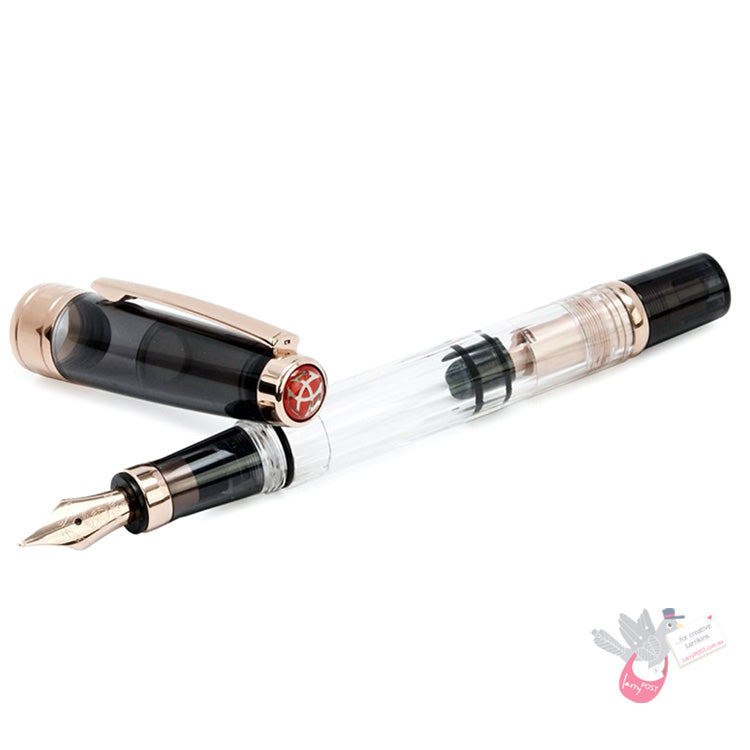 TWSBI Diamond 580 Rose Gold II Fountain Pen - Clear/smoke with rose gold trim - Medium Nib