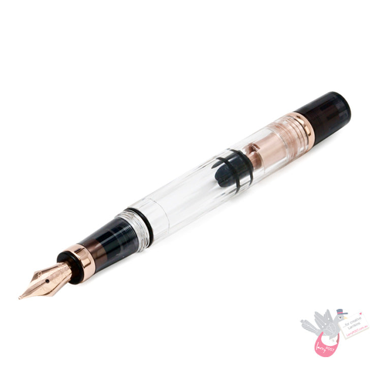 TWSBI Diamond 580 Rose Gold II Fountain Pen - Clear/smoke with rose gold trim - Broad Nib