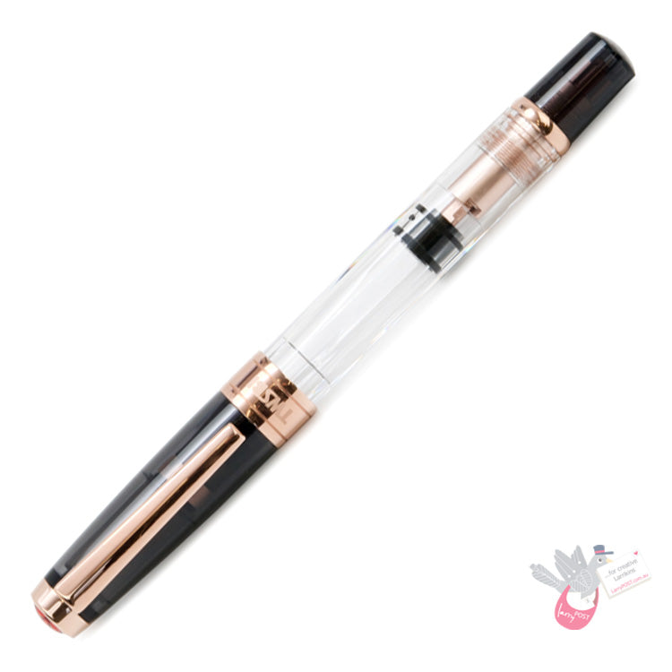 TWSBI Diamond 580 Rose Gold II Fountain Pen - Clear/smoke with rose gold trim - 1.1 Italic (stub) Nib