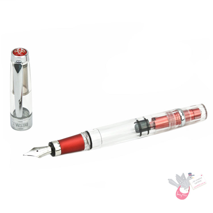 TWSBI Diamond 580AL Rose Fountain Pen - Clear with silver aluminium trim - 1.1 Italic Stub Nib