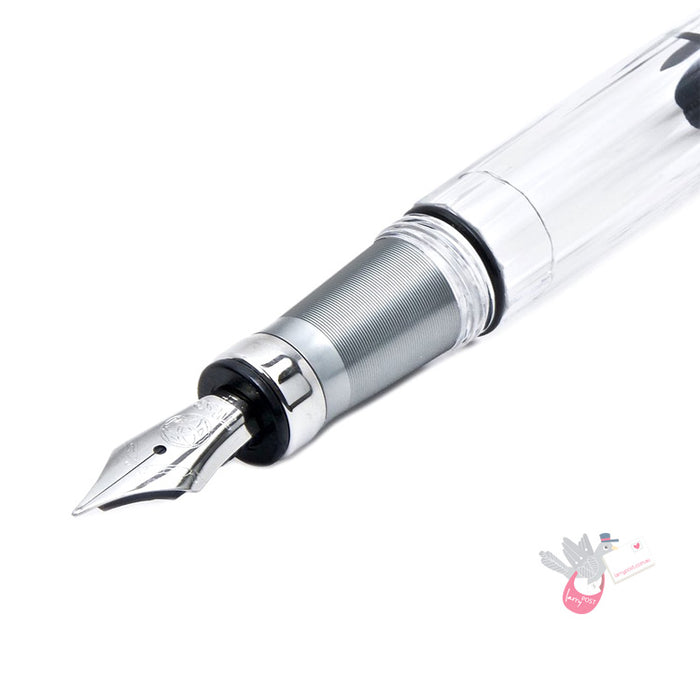TWSBI Diamond 580ALR Nickel Grey Fountain Pen - Clear body with Nickel Grey trims - 1.1 Italic (stub) Nib
