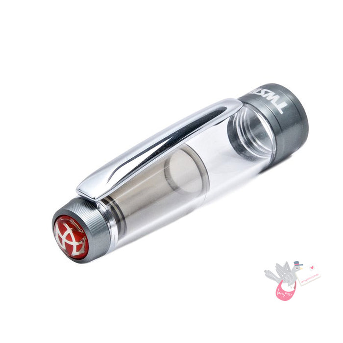 TWSBI Diamond 580ALR Nickel Grey Fountain Pen - Clear body with Nickel Grey trims - 1.1 Italic (stub) Nib
