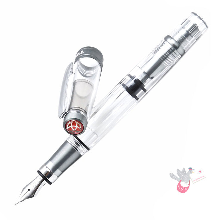 TWSBI Diamond 580AL R Nickel Grey Fountain Pen - Clear body with Nickel Grey trims - Extra Fine Nib