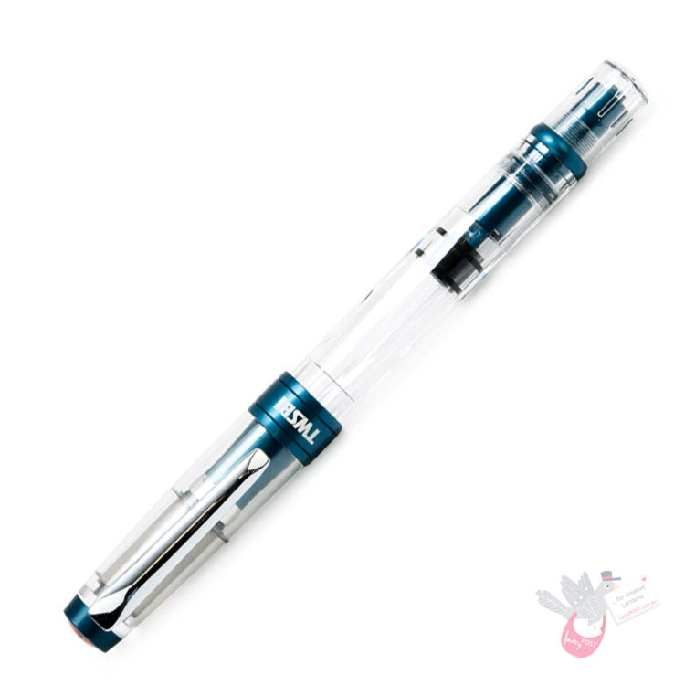 TWSBI Diamond 580ALR Prussian Blue Fountain Pen - Clear body with Blue trim - Broad Nib