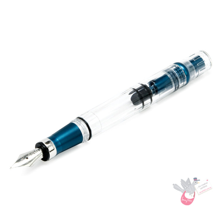 TWSBI Diamond 580ALR Prussian Blue Fountain Pen - Clear body with Blue trim - Broad Nib