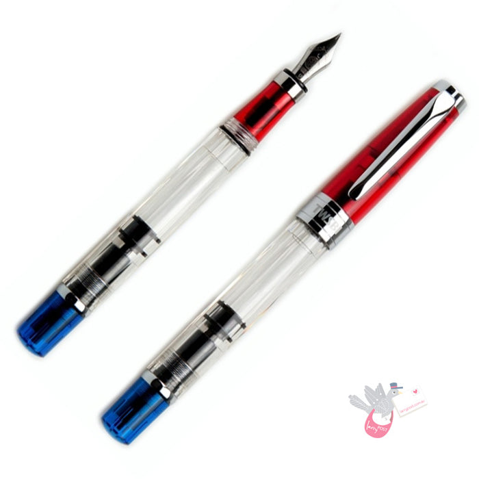 TWSBI Diamond 580RBT Fountain Pen - Red / Clear / Blue - 1.1 Italic (stub) Nib