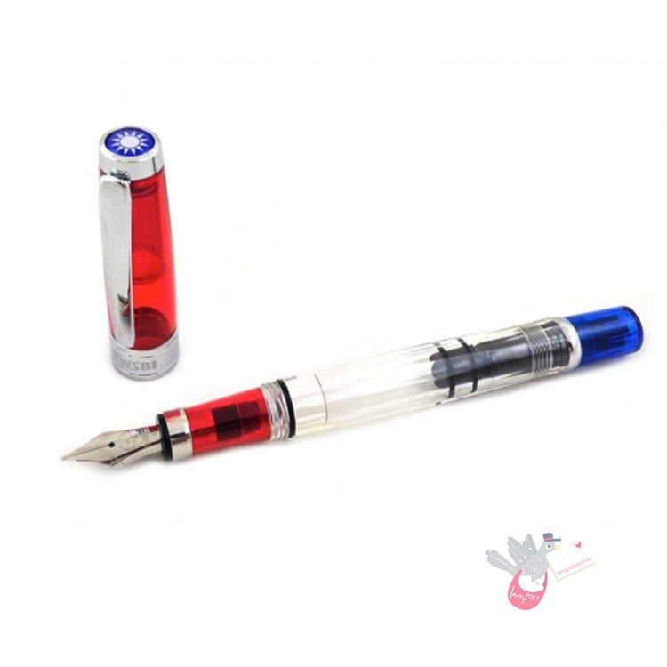 TWSBI Diamond 580 Fountain Pen - Red / Clear / Blue (limited edition)