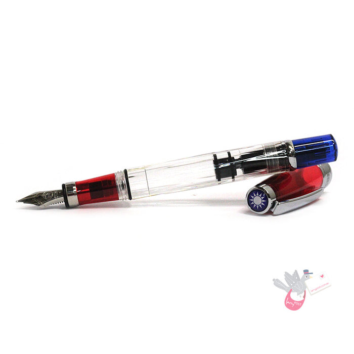 TWSBI Diamond 580RBT Fountain Pen - Red / Clear / Blue - 1.1 Italic (stub) Nib