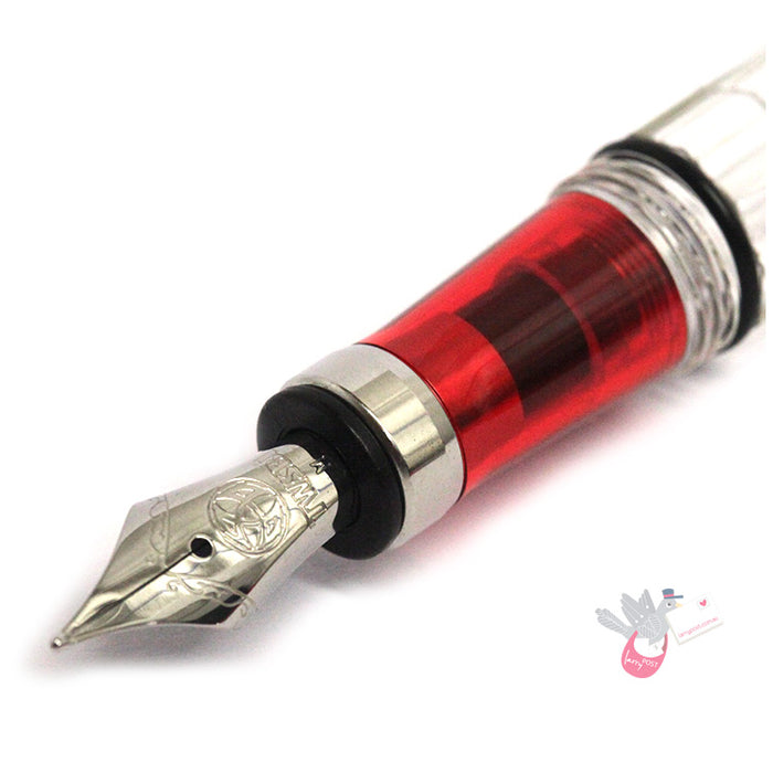TWSBI Diamond 580RBT Fountain Pen - Red / Clear / Blue - 1.1 Italic (stub) Nib