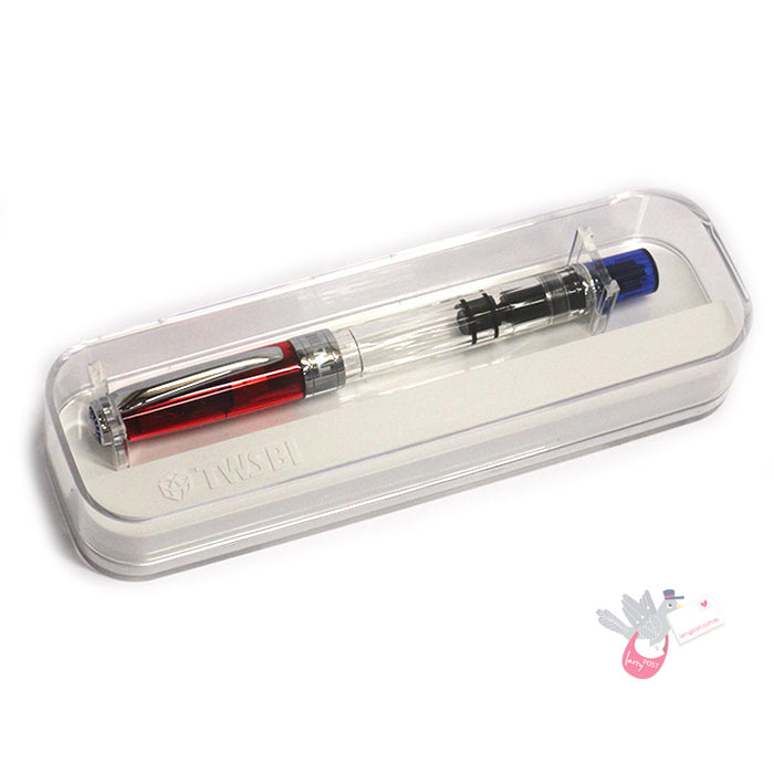 TWSBI Diamond 580RBT Fountain Pen - Red / Clear / Blue - 1.1 Italic (stub) Nib