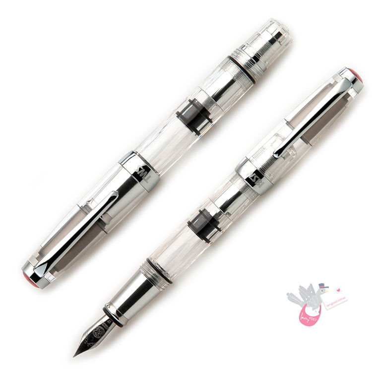 TWSBI Diamond Mini AL Silver Fountain Pen - Clear with silver aluminium trim - 1.1 Italic (stub) Nib