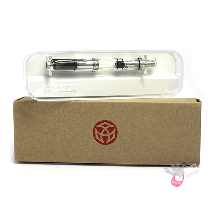 TWSBI Diamond Mini AL Silver Fountain Pen - Clear with silver aluminium trim - 1.1 Italic (stub) Nib