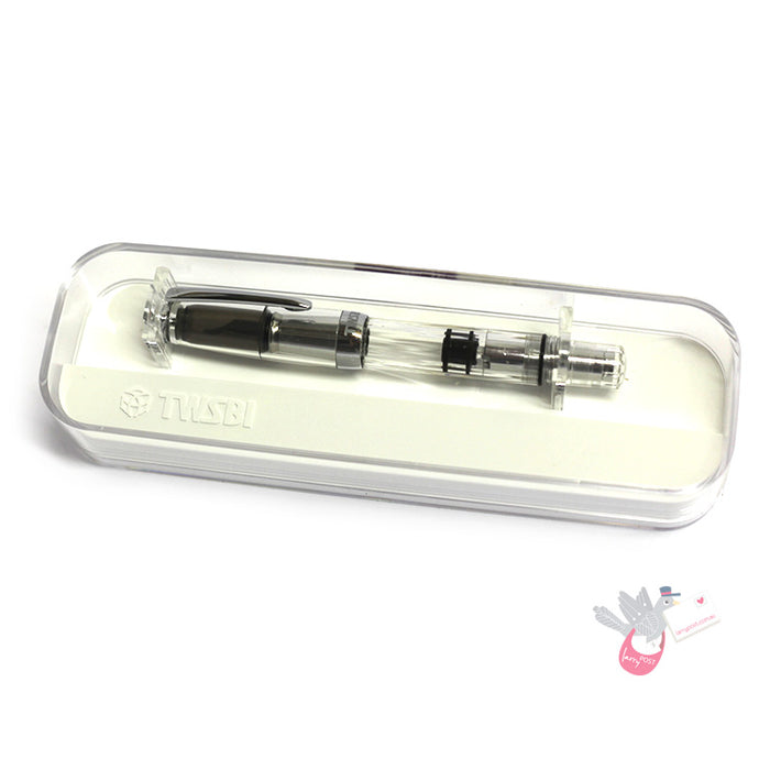 TWSBI Diamond Mini AL Silver Fountain Pen - Clear with silver aluminium trim - 1.1 Italic (stub) Nib