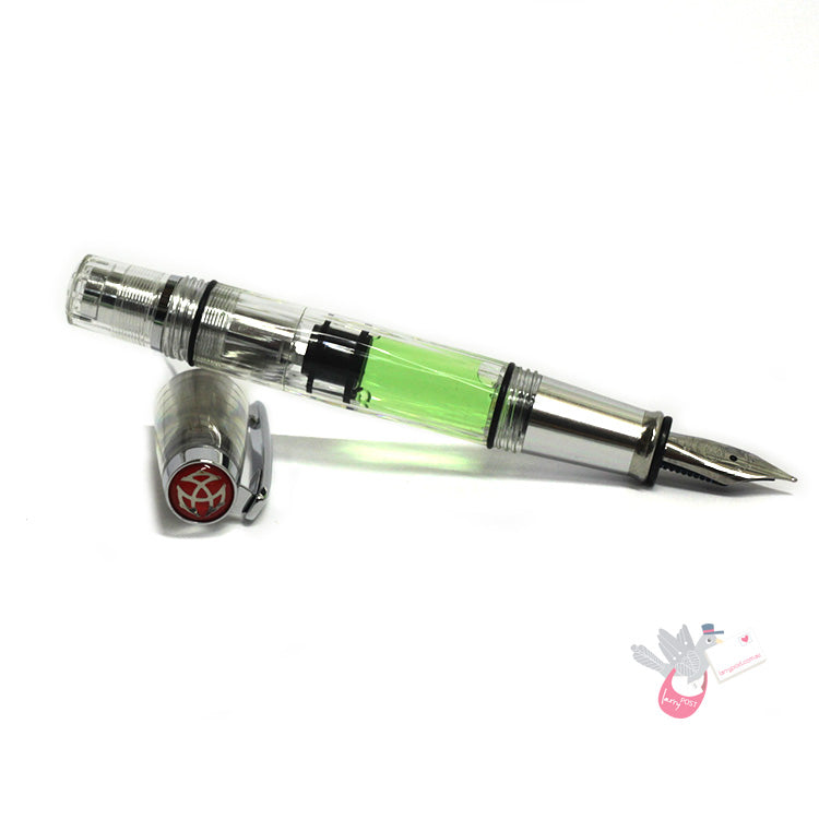 TWSBI Diamond Mini AL Silver Fountain Pen - Clear with silver aluminium trim - 1.1 Italic (stub) Nib