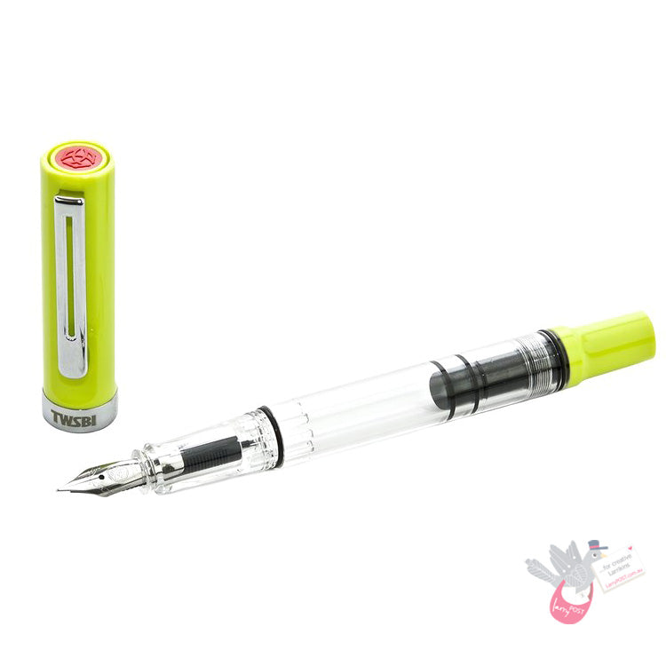 TWSBI Eco-T Fountain Pen - Clear / Yellow-Green - Fine Nib