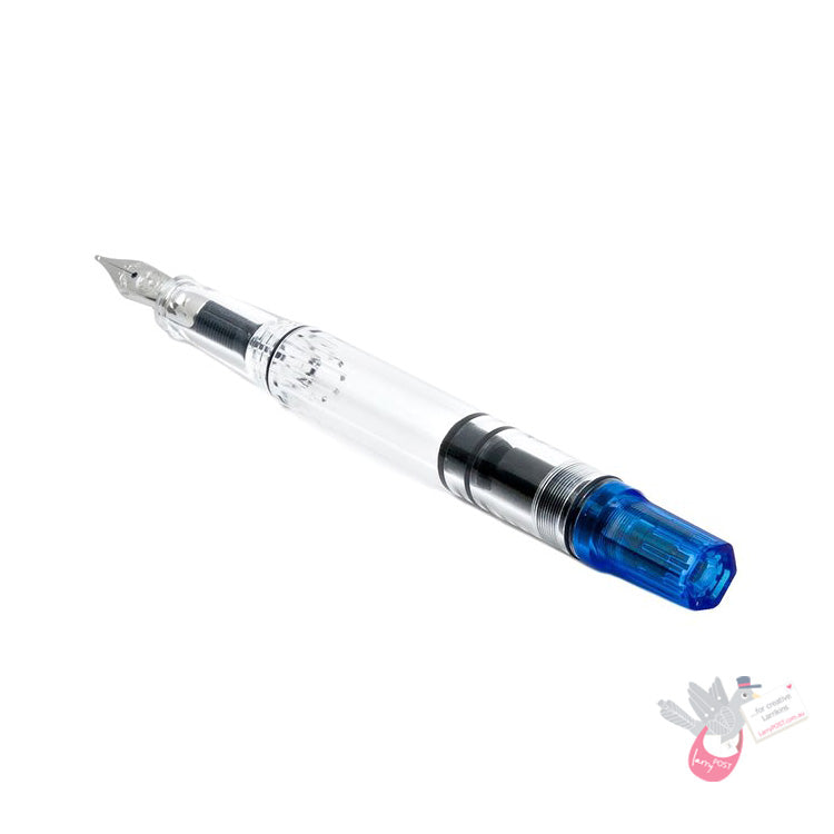 TWSBI Eco Fountain Pen - Clear / Transparent Blue - 1.1 Italic (stub) Nib