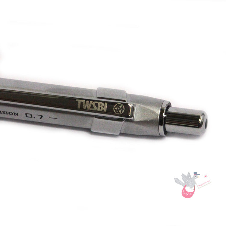 TWSBI Precision Retractable (RT) Pipe Mechanical Pencil - 0.7mm - Matt Silver