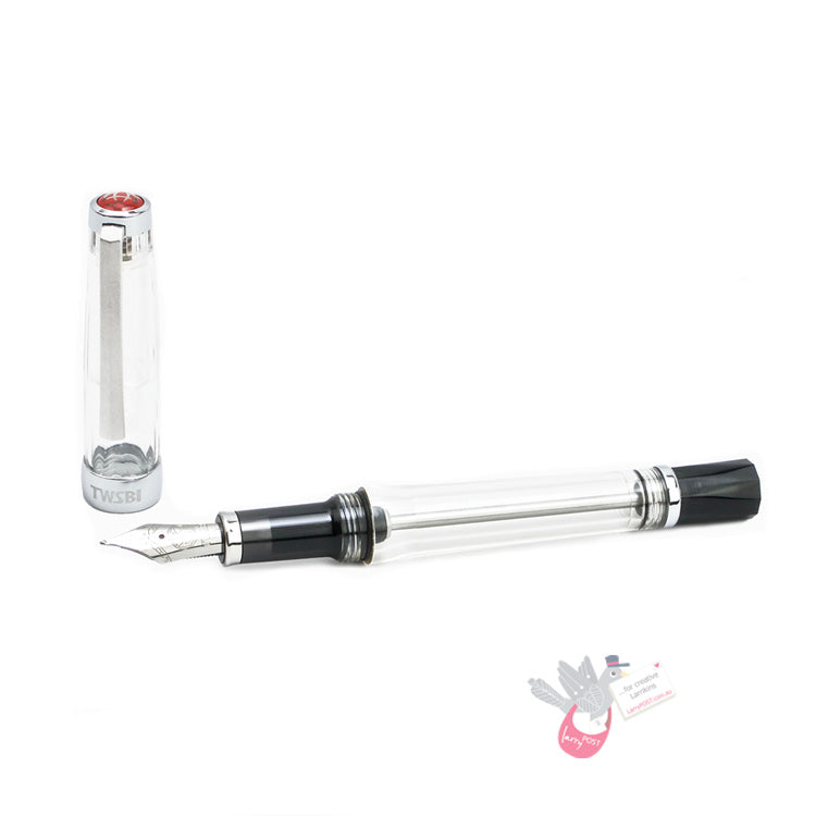 TWSBI Vac 700R Fountain Pen - Clear with aluminium trim - Broad Nib 