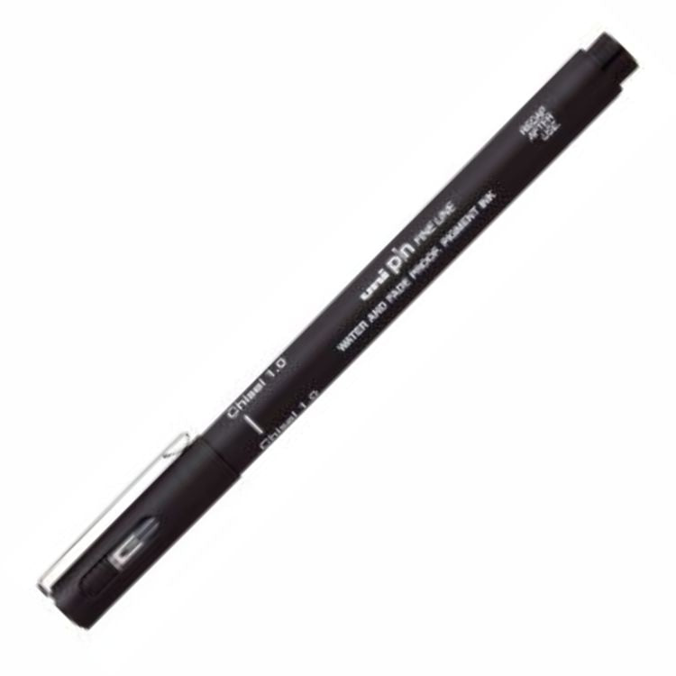 UNI PIN Fine Line Pen - 2mm Chisel - Black