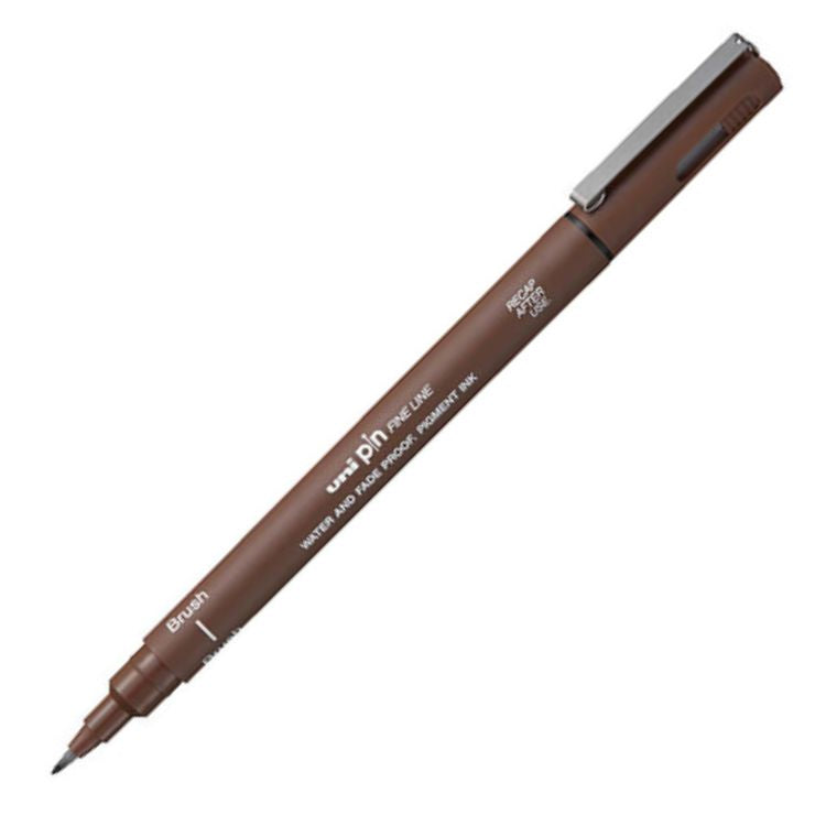 UNI PIN Fine Line Pen - Brush Tip - Sepia