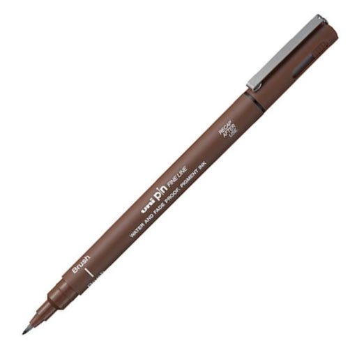 UNI PIN Fine Line Pen - Brush Tip - Sepia
