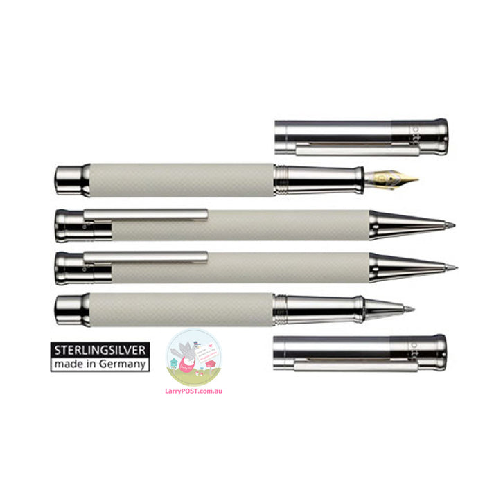 OTTO HUTT Design 04 - Capped Rollerball - Squared Guilloche and Sterling Silver - Cream