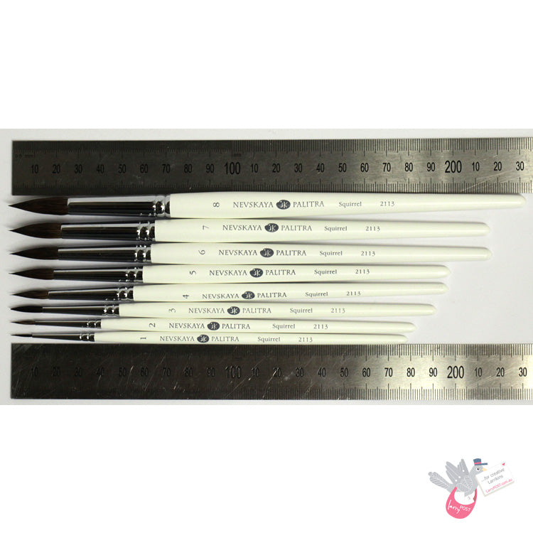 NEVSKAYA PALITRA Brush - 2113 - Squirrel - Short Handle - Round Size 8 (8 x 28mm, like #12)