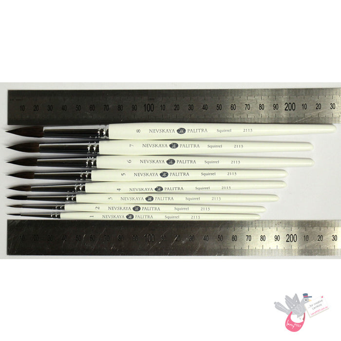 NEVSKAYA PALITRA Brush - 2113 - Squirrel - Short Handle - Round Size 4 (4 x 18mm, like #6)