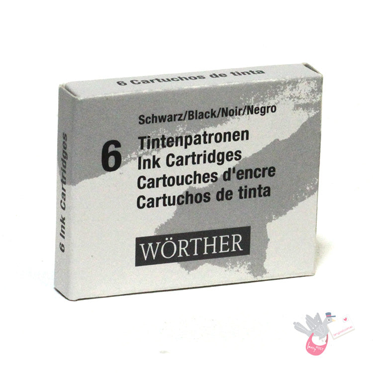 WORTHER Ink Cartridges for Fountain Pens - Black