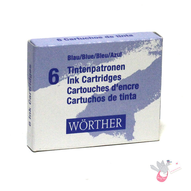 WORTHER Ink Cartridges for Fountain Pens - Blue