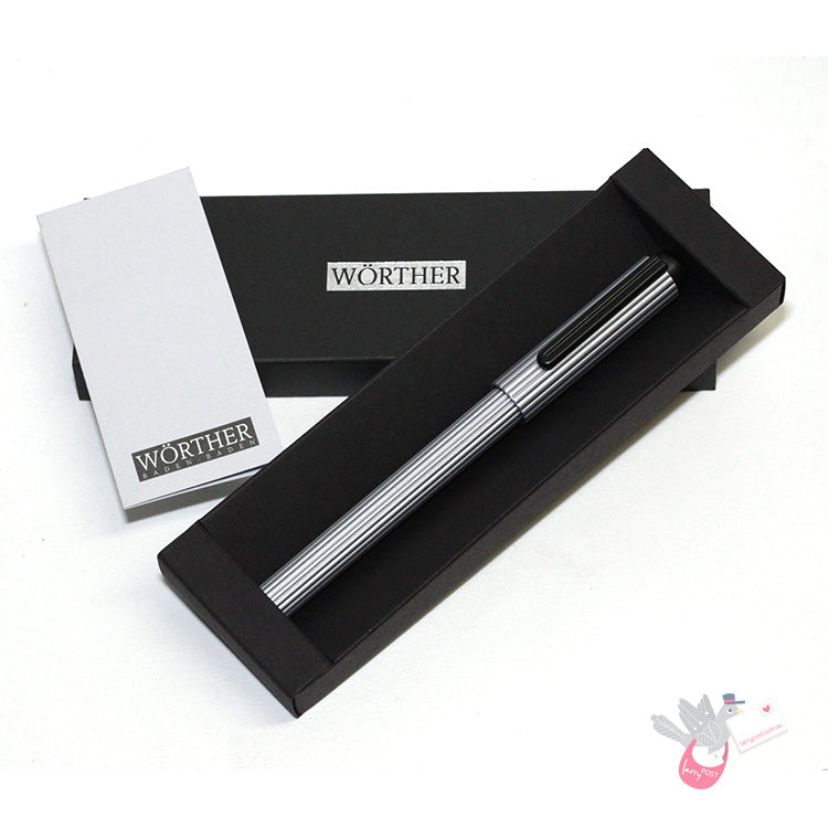 WORTHER Profil Fountain Pen - Grey Aluminium - Fine Nib