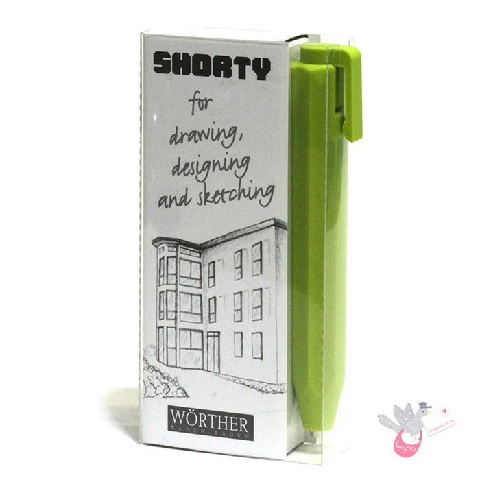 WORTHER Shorty Mechanical Pencil 3.15mm - Soft Grip - Apple Green with Green Clip