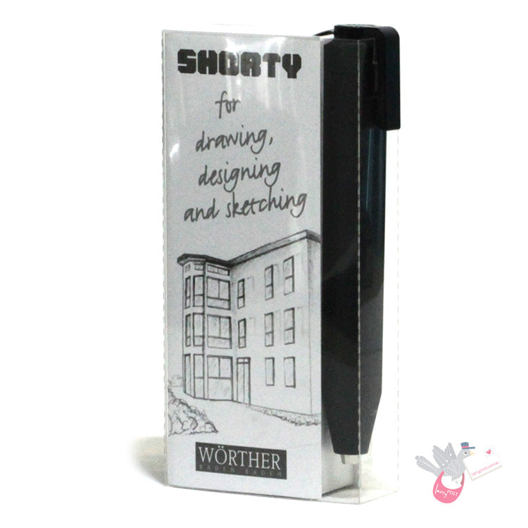 WORTHER Shorty Mechanical Pencil 3.15mm - Soft Grip - Black with Black Clip