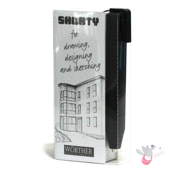 WORTHER Shorty Mechanical Pencil 3.15mm - Soft Grip - Black with Black Clip