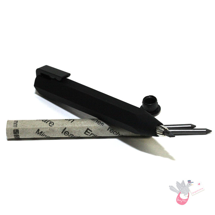 WORTHER Shorty Mechanical Pencil 3.15mm - Soft Grip - Black with Black Clip