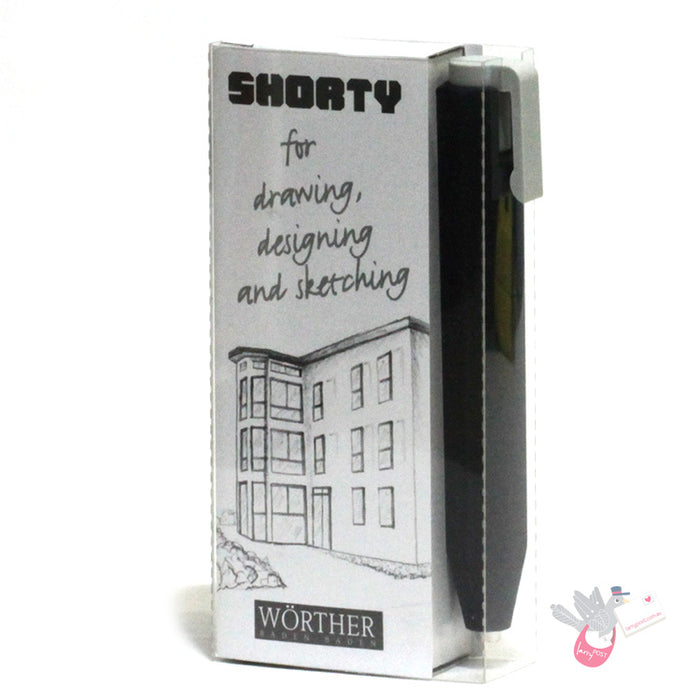 WORTHER Shorty Mechanical Pencil 3.15mm - Soft Grip - Black with Grey Clip
