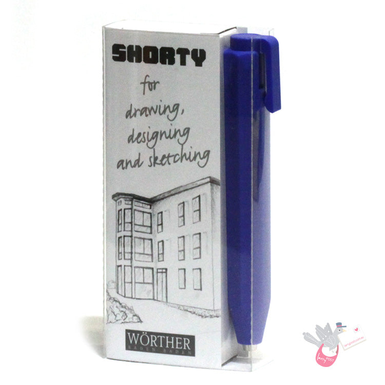 WORTHER Shorty Mechanical Pencil 3.15mm - Soft Grip - Blue with Blue Clip