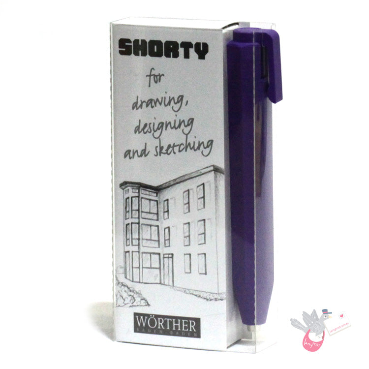 WORTHER Shorty Mechanical Pencil 3.15mm - Soft Grip - Purple with Purple Clip