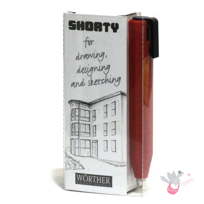 WORTHER Shorty Mechanical Pencil 3.15mm - Red with Black Clip