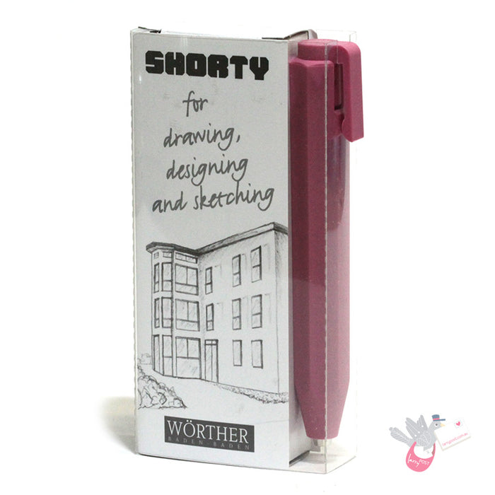 WORTHER Shorty Mechanical Pencil 3.15mm - Soft Grip - Rosa Pink with Rosa Pink Clip