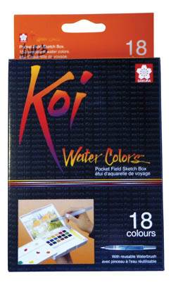 SAKURA Koi Water Colour Pocket Field Sketch Box / Kit - 18 Colours