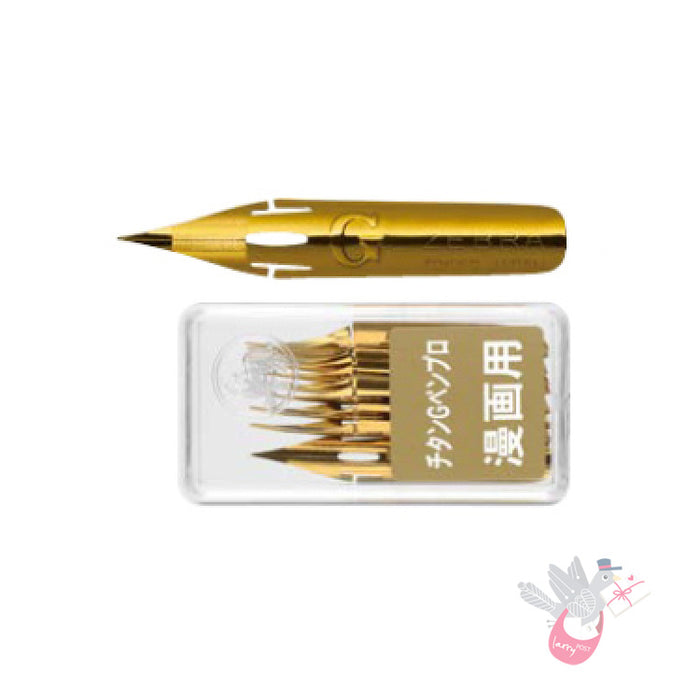 ZEBRA Comic Pen Nib Type Professional G Model Titanium - Pack of 10 nibs - (PG-7B-C-K)