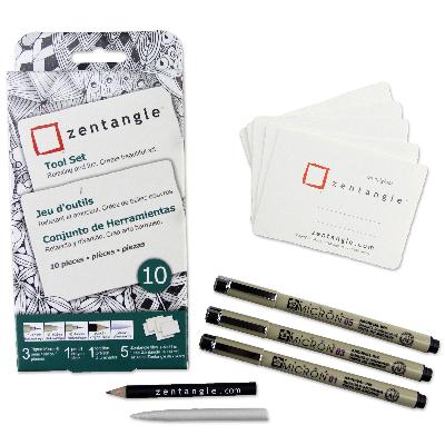 SAKURA Zentangle - White Tile Set - 10 pieces