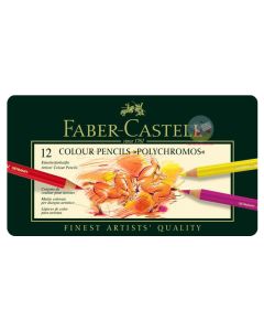 FABER-CASTELL Polychromos Coloured Pencils - Tin of 12