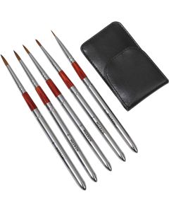MEEDEN Artists Travel Brush Set (5 Brushes) & Leather Pouch