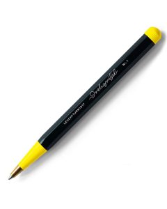Drehgriffel No.1 Ballpoint Twist Pen - Royal Blue Ink (M) - Aluminium Barrel in Bauhaus Black / Lemon Yellow