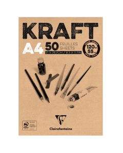 CLAIREFONTAINE Kraft Pad (90gsm) - A4 - 100 Sheets - Ribbed Kraft