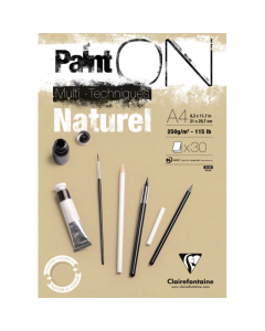 CLAIREFONTAINE Paint'On Mixed Media Pad (250gsm) - A4 - 30 Sheets - Natural